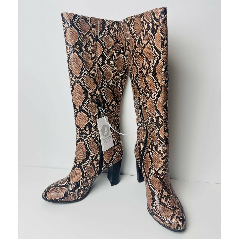 Women's Brandee Knee High Heeled Fashion Boots - Snake Size 6/A New Day Taupe - Picture 5 of 9